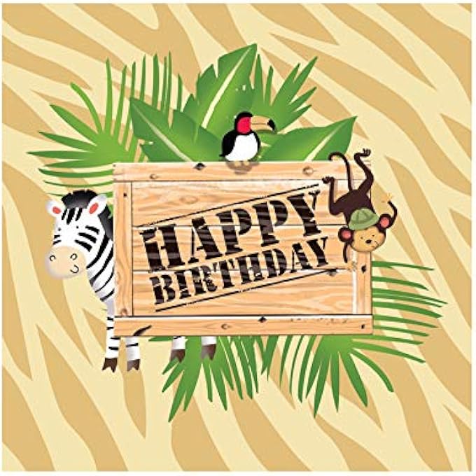 3-PLY SAFARI ADVENTURE HAPPY BIRTHDAY LUNCH NAPKINS 16-PIECES